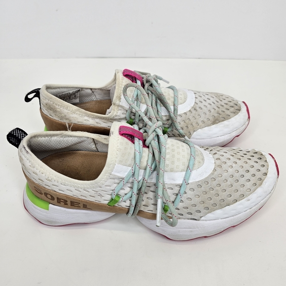 Sorel Women's Size 7 Kinetic Impact Lace Fashion Sneakers White w/Green. - Picture 3 of 15